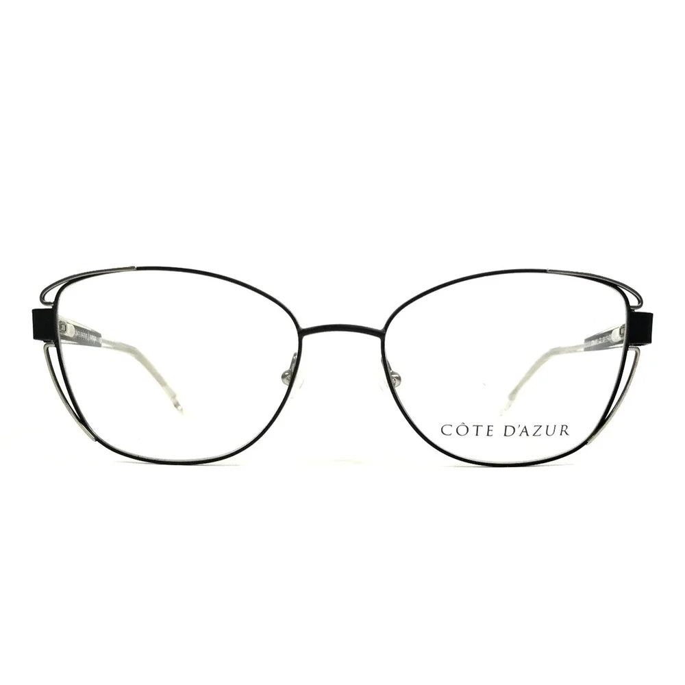 Cote D'Azur Eyeglasses Frames CDA-311 C3 Black Silver Cat Eye Full Rim 53-17-135